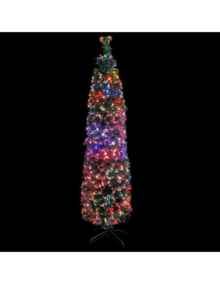 Albero Natale Artificiale Sottile Supporto 180 cm Fibra Ottica