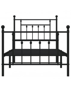 Giroletto con Testiera e Pediera Metallo Nero 80x200 cm