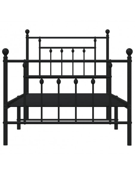 Giroletto con Testiera e Pediera Metallo Nero 80x200 cm