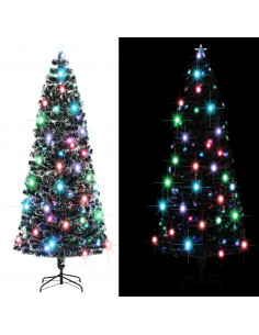 Albero di Natale Preilluminato con Supporto 240 cm Fibra Ottica 2