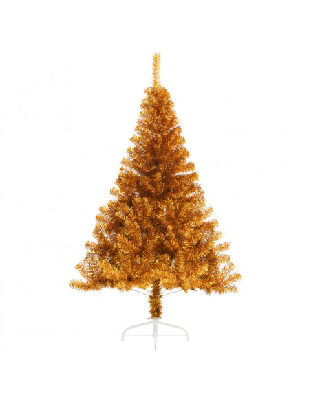 Albero di Natale Artificiale a Metà con Supporto Oro 120 cm PET
