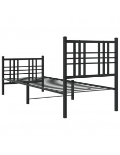 Giroletto con Testiera e Pediera Metallo Nero 80x200 cm