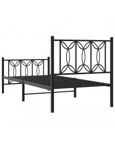 Giroletto con Testiera e Pediera Metallo Nero 80x200 cm