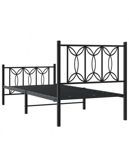 Giroletto con Testiera e Pediera Metallo Nero 80x200 cm