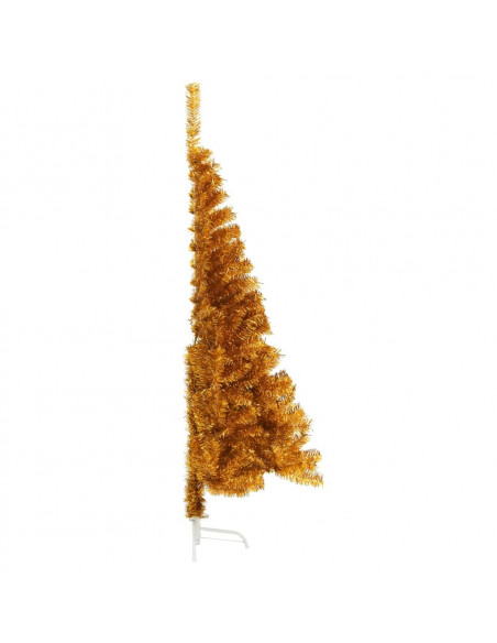 Albero di Natale Artificiale a Metà con Supporto Oro 180 cm PET