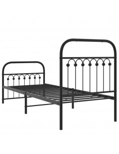 Giroletto con Testiera e Pediera Metallo Nero 80x200 cm