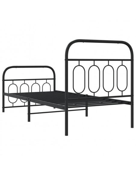 Giroletto con Testiera e Pediera Metallo Nero 80x200 cm