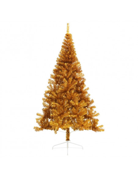 Albero di Natale Artificiale a Metà con Supporto Oro 210 cm PET