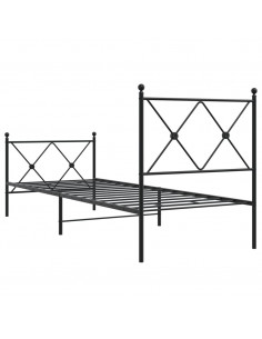 Giroletto con Testiera e Pediera Metallo Nero 80x200 cm