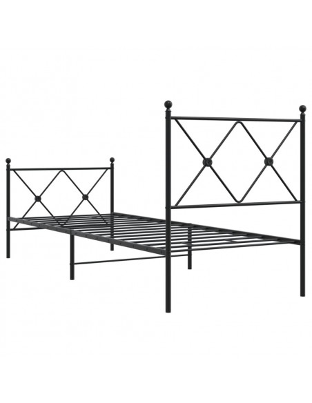 Giroletto con Testiera e Pediera Metallo Nero 80x200 cm