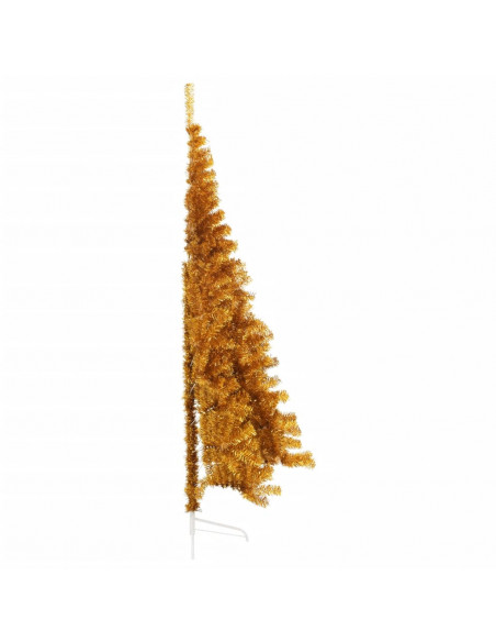 Albero di Natale Artificiale a Metà con Supporto Oro 210 cm PET