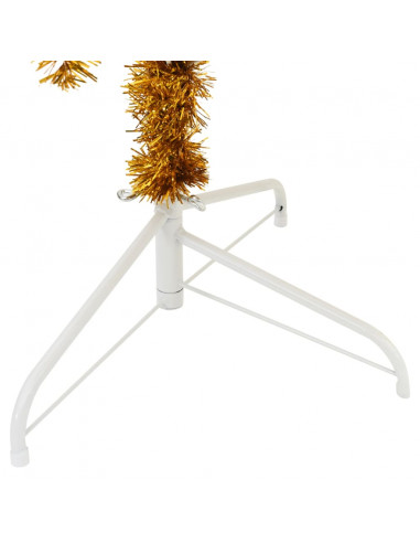 Albero di Natale Artificiale a Metà con Supporto Oro 210 cm PET