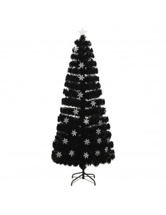 Albero Natale con Fiocchi di Neve a LED Nero 210cm Fibra Ottica 2