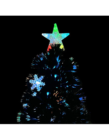 Albero Natale con Fiocchi di Neve a LED Nero 210cm Fibra Ottica
