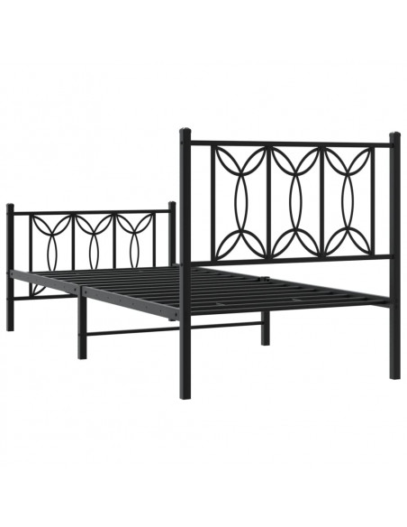 Giroletto con Testiera e Pediera Metallo Nero 90x190 cm