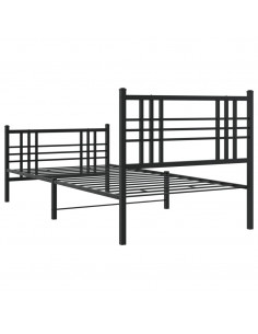 Giroletto con Testiera e Pediera Metallo Nero 90x190 cm