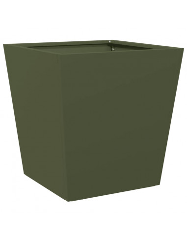 Fioriera da Giardino Verde Oliva 40x40x40 cm in Acciaio