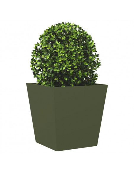 Fioriera da Giardino Verde Oliva 40x40x40 cm in Acciaio