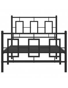 Giroletto con Testiera e Pediera Metallo Nero 90x190 cm