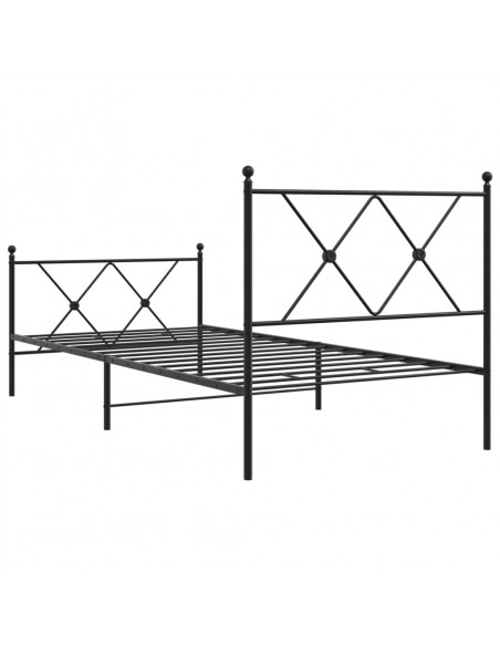 Giroletto con Testiera e Pediera Metallo Nero 90x190 cm