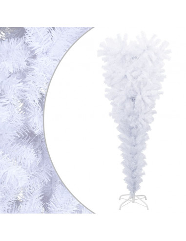 Albero di Natale Artificiale Capovolto con Base Bianco 120 cm