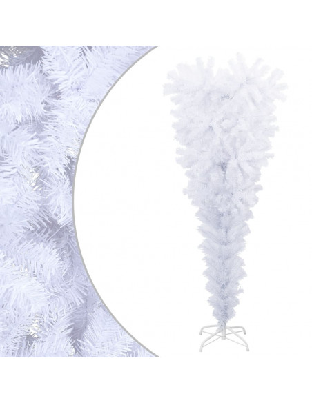 Albero di Natale Artificiale Capovolto con Base Bianco 120 cm