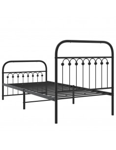 Giroletto con Testiera e Pediera Metallo Nero 90x190 cm