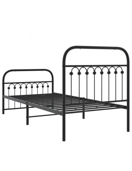 Giroletto con Testiera e Pediera Metallo Nero 90x190 cm