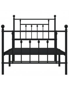 Giroletto con Testiera e Pediera Metallo Nero 90x190 cm