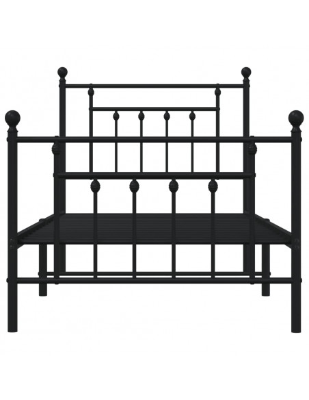 Giroletto con Testiera e Pediera Metallo Nero 90x190 cm