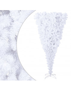 Albero di Natale Artificiale Capovolto con Base Bianco 180 cm 2