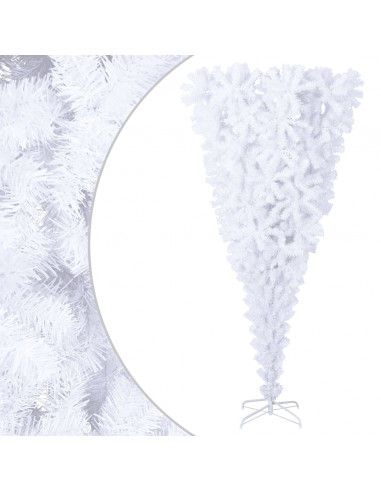 Albero di Natale Artificiale Capovolto con Base Bianco 180 cm