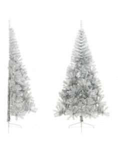 Albero di Natale a Metà con Supporto Argento 210 cm PET 2