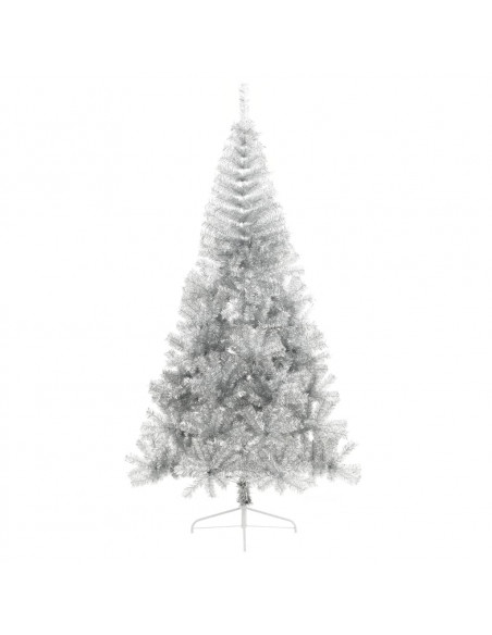 Albero di Natale a Metà con Supporto Argento 210 cm PET