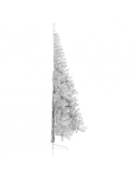 Albero di Natale a Metà con Supporto Argento 210 cm PET