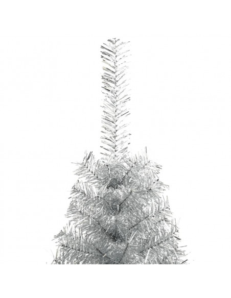 Albero di Natale a Metà con Supporto Argento 210 cm PET