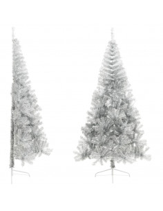 Albero di Natale a Metà con Supporto Argento 240 cm PET 2