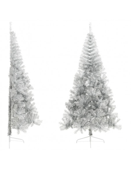 Albero di Natale a Metà con Supporto Argento 240 cm PET