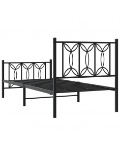 Giroletto con Testiera e Pediera Metallo Nero 90x200 cm