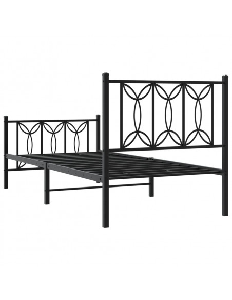 Giroletto con Testiera e Pediera Metallo Nero 90x200 cm