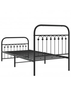 Giroletto con Testiera e Pediera Metallo Nero 90x200 cm