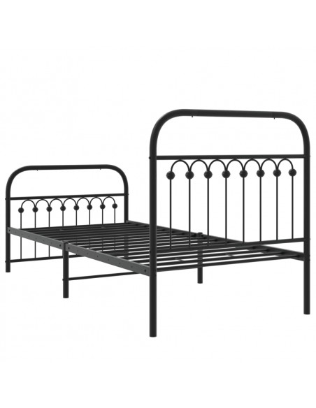 Giroletto con Testiera e Pediera Metallo Nero 90x200 cm