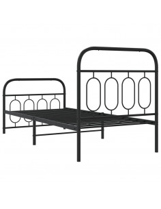 Giroletto con Testiera e Pediera Metallo Nero 90x200 cm