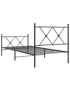 Giroletto con Testiera e Pediera Metallo Nero 90x200 cm