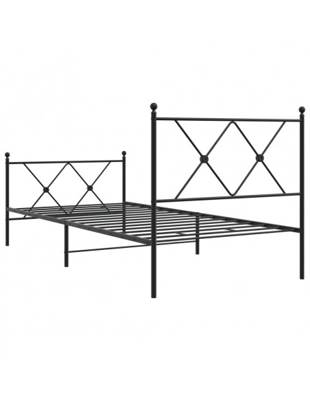 Giroletto con Testiera e Pediera Metallo Nero 90x200 cm