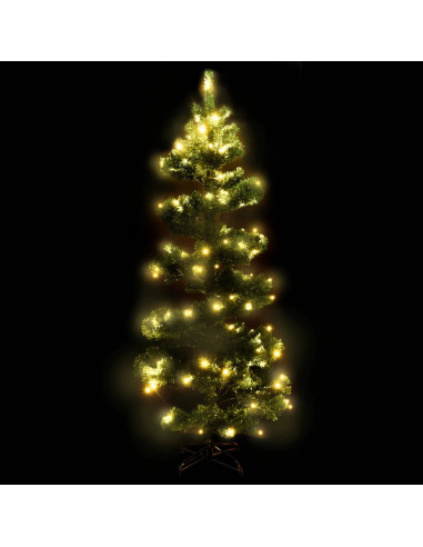 Albero di Natale Preilluminato con Vaso Verde 180 cm in PVC