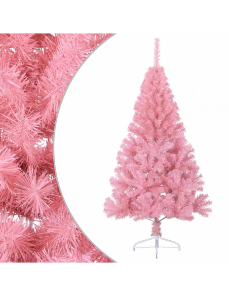 Albero di Natale Artificiale a Metà con Supporto Rosa 150cm PVC
