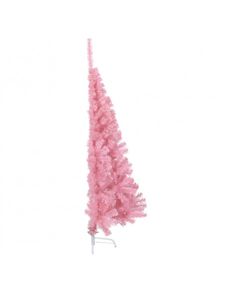 Albero di Natale Artificiale a Metà con Supporto Rosa 150cm PVC