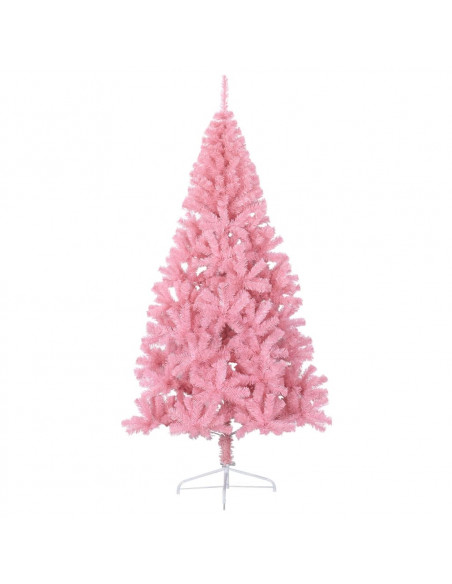 Albero di Natale Artificiale a Metà con Supporto Rosa 180cm PVC