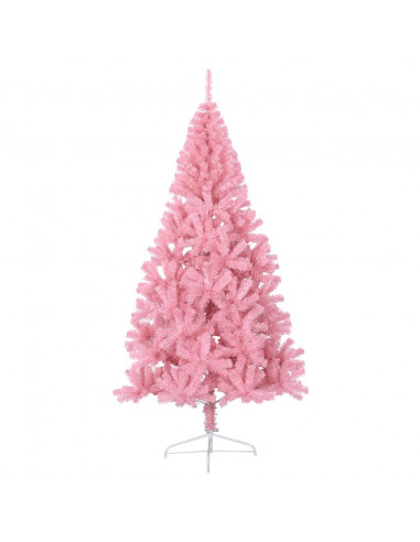 Albero di Natale Artificiale a Metà con Supporto Rosa 210cm PVC